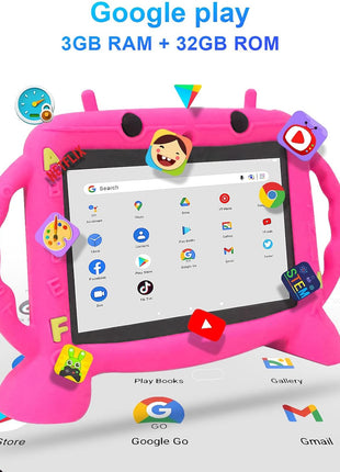 MengDash Kids Tablet,Android 11 Tablet for Kids 2-10 3GB RAM+32GB ROM (Red) | kids tablet android 11 3+32rom