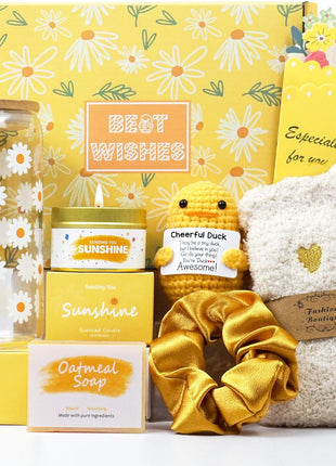 Gift Baskets for Women, Unique Birthday Gifts for Women Friendship | Best Friend Birthday Christmas Gift, Get Well Soon Sending Sunshine Teen Girl Gifts for Daughter Sister - BRIGHTEN UP HER DAY