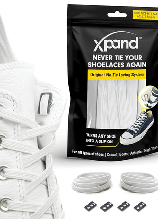 Xpand No Tie Shoelaces for Adults & Kids - Stretch Elastic Shoe Laces for Sneakers | Stretchy Tieless Shoe Strings for Running, Sports & Everyday Wear | One Size Fits All