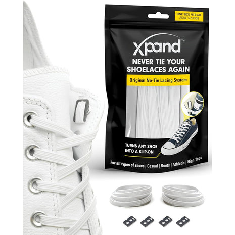 Xpand No Tie Shoelaces for Adults & Kids - Stretch Elastic Shoe Laces for Sneakers | Stretchy Tieless Shoe Strings for Running, Sports & Everyday Wear | One Size Fits All
