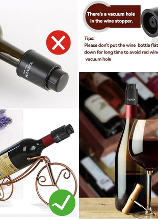 [2 PACK] Wine Bottle Stoppers,Real Vacuum Stoppers,Reusable Wine Preserver,Wine Corks Keep Fresh,Best Christmas and Birthday Gifts for Wine Lovers.