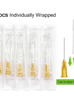 100Pack 25Ga 1 inch Needles(25mm) Luer Lock Lab Dispensing Accessories for Measuring,Refilling Inks