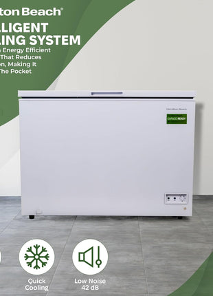Hamilton Beach HBFRF1006 Chest Freezer-Adjustable Thermostat-Removable Vinyl Coated Wire Basket-Easy Defrost Drain-10 Cubic Feet, 10 cu ft, White (pack of 1)