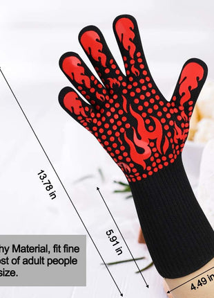 Comsmart BBQ Gloves, 1472 Degree F Heat Resistant Grilling Gloves Silicone Non-Slip Oven Gloves Long Kitchen Gloves for Barbecue, Cooking, Baking, Cutting