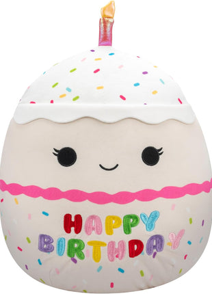 Squishmallows Original 14-Inch Lyla Vanilla Birthday Cake with Rainbow Sprinkles Embroidery - Official Jazwares Large Plush