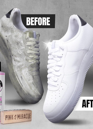 Pink Miracle Shoe Cleaner Kit with Bottle and Brush For Fabric Cleaner For Leather, Whites, Suede and Nubuck Sneakers (4 Oz)