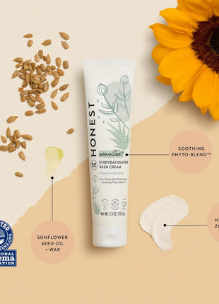 The Honest Company Diaper Rash Cream, Hypoallergenic, Cruelty-Free, 2.5 oz