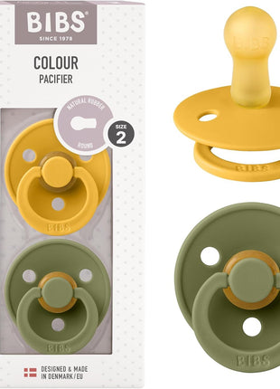BIBS Pacifiers Colour Collection | Natural Rubber Baby Pacifier | Set of 2 BPA-Free Soothers | Made in Denmark | 0+ Months (Pack of 2) | Dusty Blue/Steel Blue