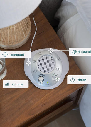 Homedics SoundSleep White Noise Sound Machine, Silver | Small Travel Size with 6 Relaxing Nature Sounds, Portable Therapy for Home, Office, Nursery, Auto-Off Timer