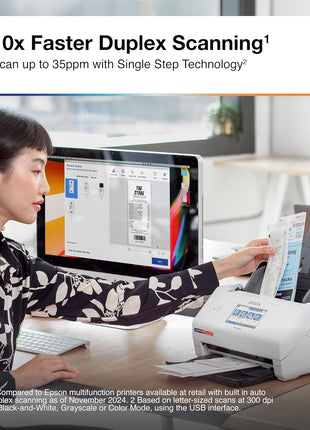 Epson RapidReceipt RR-600W Wireless Desktop Color Two-Sided Receipt Scanner | Receipt and Document Scanner ScanSmart AI PRO Receipt Management and PDF Software for PC and Mac Touchscreen and 100 Page ADF