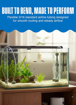Penn-Plax Aqua-Life Standard Airline Tubing - 3/16 Inch Flexible Airline Hose for Aquarium Pumps, Fish Tank Line for Air Stones & Filters - Safe for Freshwater & Saltwater - 25 ft Long, Clear