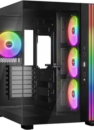 be quiet! Light Base 600 LX Black PC Case | Fully Windowed Front and Side Panel | Dual Chamber | ARGB LED Strip | 4 Light Wings LX 120mm PWM Fans | Inverted and Horizontal Layout Customizable | BGW67