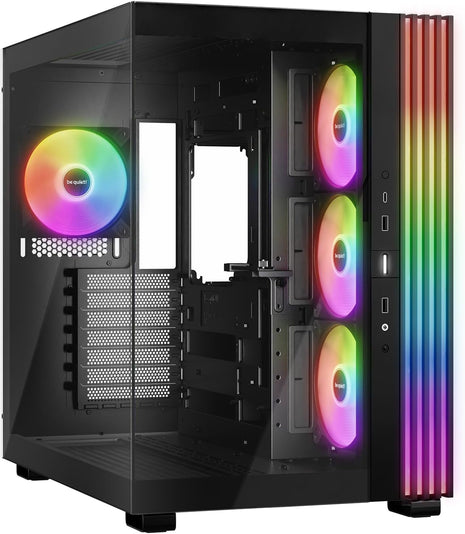 be quiet! Light Base 600 LX Black PC Case | Fully Windowed Front and Side Panel | Dual Chamber | ARGB LED Strip | 4 Light Wings LX 120mm PWM Fans | Inverted and Horizontal Layout Customizable | BGW67