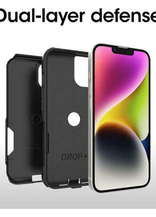 OtterBox iPhone 14 & iPhone 13 Commuter Series Case - BLACK , slim & tough, pocket-friendly, with port protection | Slim