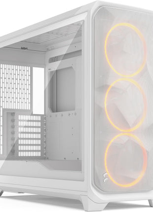 Fractal Design Meshify 3 XL White Tempered Glass Clear Tint - High Airflow PC Gaming Case - Mesh Front Panel - Three ARGB Momentum 14 Gen 2 Fans Included - Spacious Interior - GPU up to 512mm