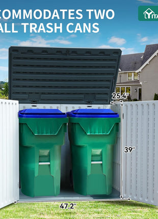 YITAHOME 59 Cuft Outdoor Tall Storage Shed, Waterproof Vertical Resin Shed for Garden, Garage, Patio, Lockable Tool Storage, No Shelves Included, Light Gray