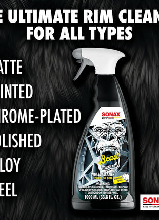 SONAX Beast Wheel Cleaner | Brake Dust Cleaner | Color Changing Rim Cleaner | Strong Wheel Cleaner | Easy Wheel and Rim Cleaner | Removes Baked On Brake Dust | 1 Liter | 33.8 fl oz
