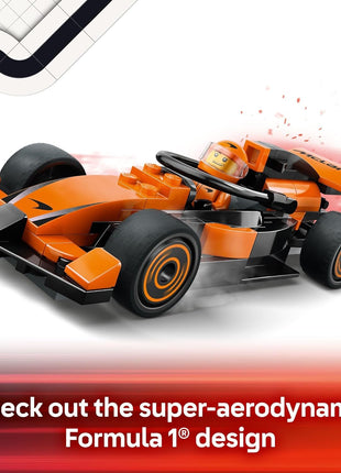 LEGO City F1 Driver with McLaren Race Car Toy - Model Car Building Toy Kit for Kids, Boys and Girls, Ages 6+ - F1 Collectible for Fans - with a Driver Minifigure - Gift Idea for Birthdays - 60442