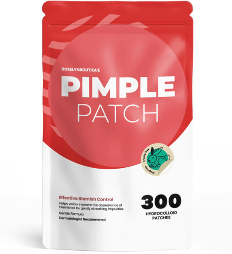 ROSELYNBOUTIQUE Pimple Patches for Face 300 Counts 4 Sizes Hydrocolloid Acne Patches with Tea Tree Oil,Zits Blemishes Pore Strips - Vegan Facial Skin Care Products Cruelty-Free (Packaging May Vary)