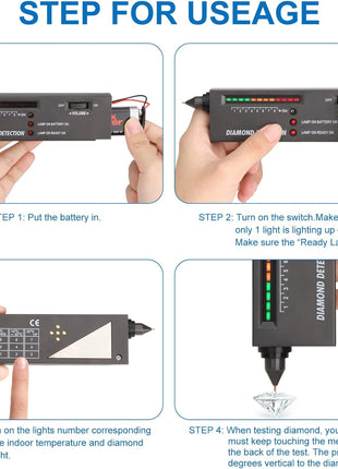 Diamond Tester, Professional Jewelers' Gemstone Detector, High Accuracy Diamond Checker Pen Professional for Jewelers, Gem Tester (Jewelry-Only Detection)