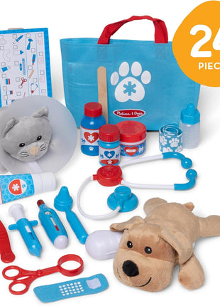 Melissa & Doug Examine and Treat Pet Vet Play Set, 24-Piece Animal Doctor Playset with Dog & Cat Plushies, Pet Doctor Kit & Accessories, Preschool Toys for Girls & Boys Ages 3+