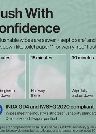 The Honest Company Hypoallergenic Flushable Wipes for Sensitive Skin, Tropical Leaves, 126 Count