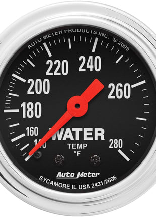 AUTO METER 2431 Traditional Chrome Mechanical Water Temperature Gauge