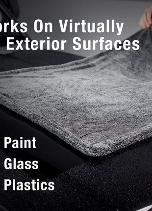ExoForma Mega Car Drying Towel - Holds Up to 9 lbs, No Streaks, Scratches, or Water Spots | 1200 GSM Microfiber Double Twist Pile & Edgeless Design, 1 Quick & Effortless Dry - 24" x 36"