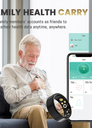 Smart Ring for Women & Men, Health Tracker Ring with Heart Rate, Blood Oxygen,Blood Pressure, IP68 Waterproof Fitness Ring, Sleep Tracker for iPhone and Android, No APP Fee