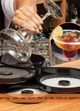 1 Pack 3 Tier Bar Glass Rimmer for Margarita and Cocktail, Bartender Tool,Salt Box Spice Container