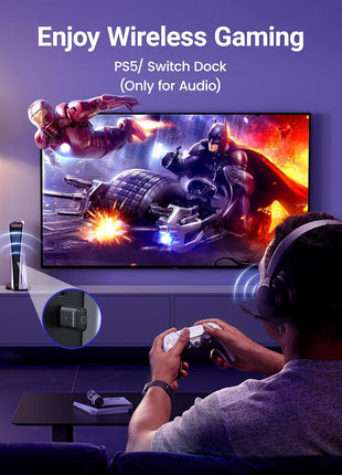 UGREEN USB-C Bluetooth Adapter for PS5 with APTX Low Latency/aptX-Adaptive | Bluetooth 5.3 Audio Adapter, Wireless Audio Transmitter to Connect Wireless Headphones/Earbuds
