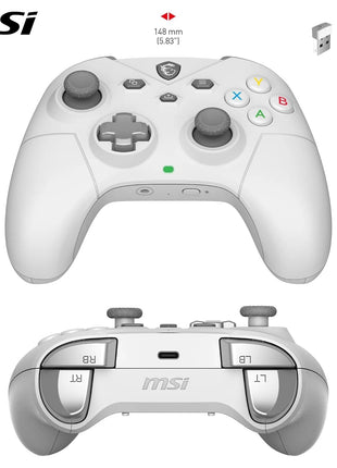 msi FORCE GC300 WIRELESS WHITE PC Gamepad Controller - 2.4 GHz, Bluetooth, USB Type-C to A - Wired/Wireless, 600mAh Li-ion Battery (20h), Interchangeable D-Pad Covers, Dual Vibration Motors