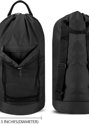 Dalykate Backpack Laundry Bag, Laundry Backpack with Shoulder Straps and Mesh Pocket Durable Nylon Clothes Hamper Bag with Drawstring Closure for College, Travel, Laundromat, Apartment