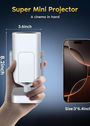 Mini Portable Projector with WiFi 6 and Bluetooth 5.2, 1080P 4K Support, 200 ANSI Lumens, Electric Focus &Auto Keystone 270° Rotatable Movie Wireless Projector for Phone, Compatible with TV Stick/HDMI