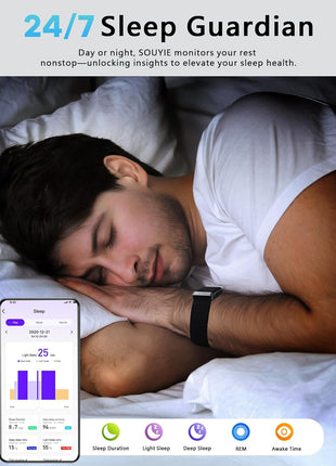 Smart Bracelet for Men Women, Health Activity Fitness Trackers, 24H Sleep Tracker, 24/7 Continuous Heart Rate/Blood Pressure/HRV/Stress Monitor, 170+ Sports Modes Smart Wristband with Free APP 2 Bands