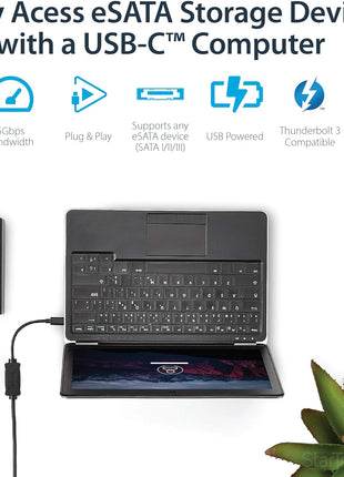 StarTech.com USB C to eSATA Cable - 3 ft / 1m - 5Gbp - for HDD/SSD/ODD - External Hard Drive Adapter - USB 3.0 to eSATA Converter (USB3C2ESAT3)