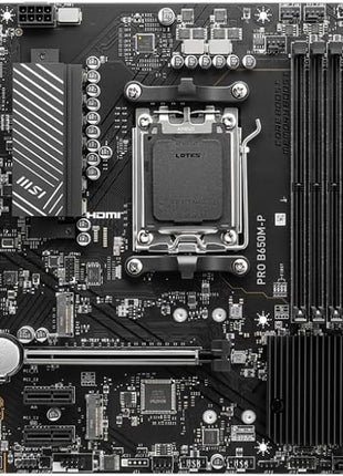 MSI PRO B650M-P ProSeries Motherboard (AMD Ryzen 9000/8000/7000 Series Processors, AM5, DDR5, PCIe 4.0, M.2, SATA 6Gb/s, USB 3.2 Gen 2, HDMI/DP, 2.5Gbps LAN, mATX)