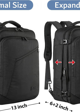 MATEIN Carry on Backpack, Extra Large Travel Backpack Expandable Airplane Approved Weekender Bag for Men and Women, Water Resistant Lightweight Daypack for Flight 40L, Black