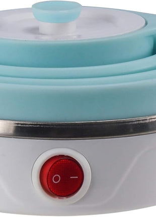 Travel Foldable Electric Kettle, Collapsible Electric Kettle Food Grade Silicone Small Pot Boiling water,Dual Voltage(600ml,110-220V US Plug) (Blue)