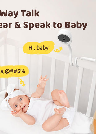 NETVUE Peekababy Baby Camera with Wireless Audio, Adjustable Crib Mount Monitor, Works via 2.4GHz Wi-Fi for Wide Coverage & Stable Connection, Smart App, Two-Way Talk, No Screen (White)