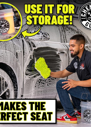 Chemical Guys Ultimate Scratch-Free Detailing Car Wash Bucket Kit with Accessories, Car Detailing Kit With Dirt Trap, Wash Mitt, Lid, and 16 oz Soap, Safe For Trucks, SUVs, Motorcycles, RVs