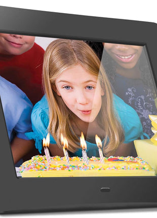 Aluratek 8" Digital Picture Frame w/Built-In Memory, USB/SD/SDHC Supported, Built-In Clock & Calendar, Auto On-Off (ADMPF108F)