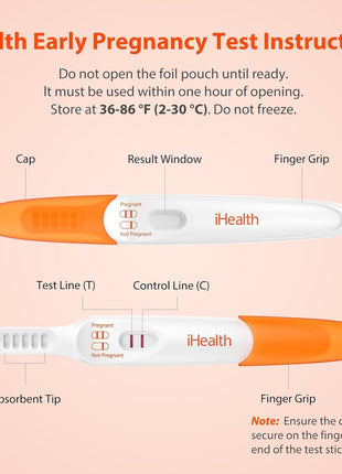 iHealth Early Pregnancy Tests, Early Detection at Home Pregnancy Test, 3 CT | hCG Test with 3-5-min results, Long Grip Handle for Easy Sampling, High Sensitivity, 3 individually sealed strips