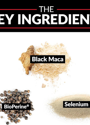 Force Factor Black Maca Root Vitality Supplement for Men with Superior Absorption and Power, Natural Maca Negra Extract, Fundamentals Series, 1000mg, 60 Capsules (Pack of 3)