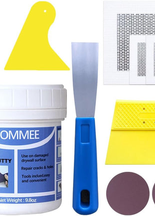 Drywall Repair Kit,Drywall Hole Patch Repair Kit,Wall Spackle Paste 9.8OZ to Fix Wall Surface Holes and Creak Damage with White Wall Repair Putty,Scraper,Sanding Pad Fill Quick and Easy Solution
