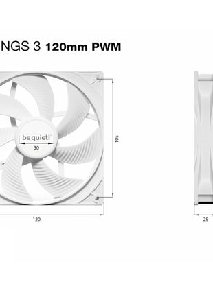 be quiet! Pure Wings 3 120mm PWM White Fan | High top-end Speed | Low Minimum RPM | Optimized Fan Frame | Extraordinary air Pressure | White | BL110