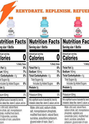 Gatorade G Zero Sports Drink, Glacier Freeze, Glacier Cherry, Berry Variety Pack, 12 Fl Oz (Pack of 18)