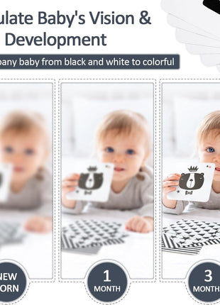Joyreal High Contrast Baby Toys for Newborn, Black and White Baby Sensory Toys with Car Seat Toys,Infant Toys with Black White Cards Book, Montessori Toys for Baby Gifts