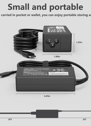GKLSPL 65W USB C Laptop Charger Compatible with Dell Laptop and More USB Type C Power Adapter