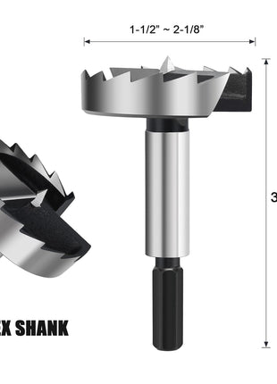 2 Inch Forstner Drill Bit for Woodworking, 2" Forstner Bit Wood Drill Bits for Holes, Hinge Cutter for Hard Wood, Plastic, Plywood HEX Shank